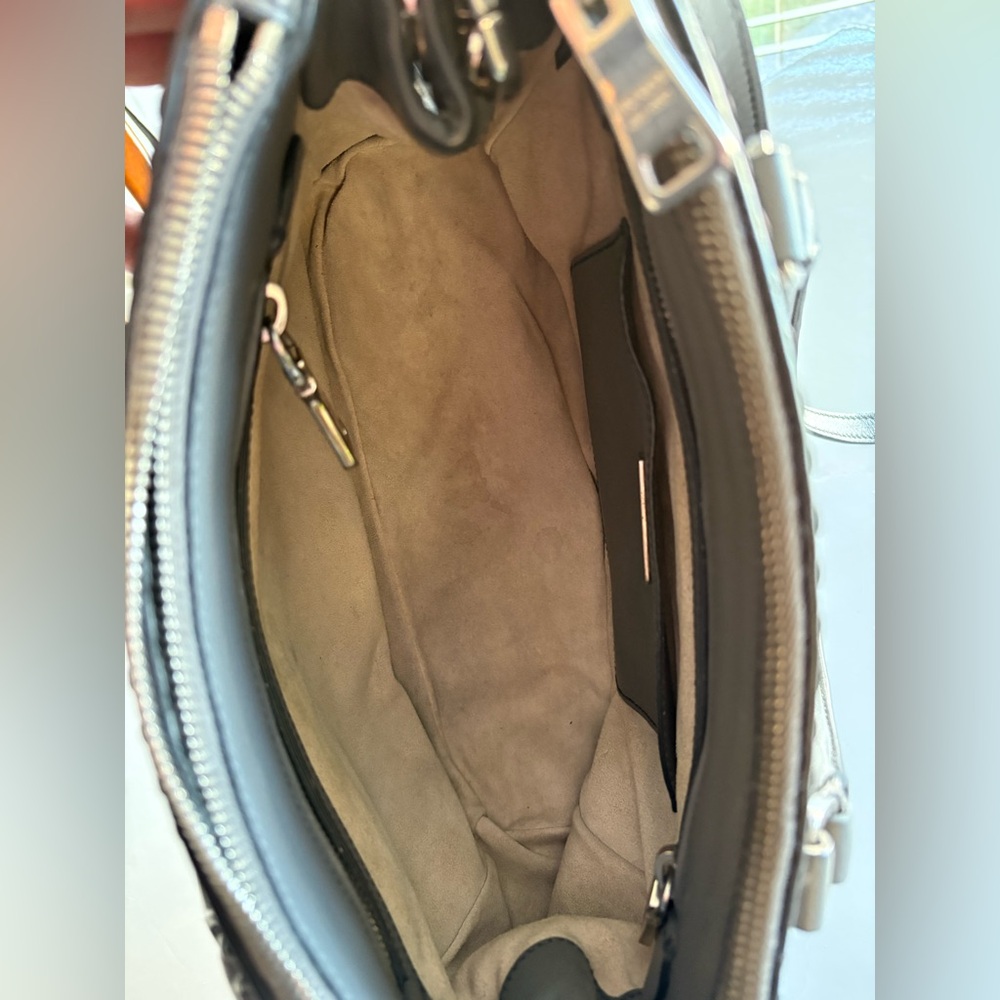 AUTHENTIC PRADA GALLERIA Grey Leather Bag with leather out-stiching detailing - Picture 15 of 16